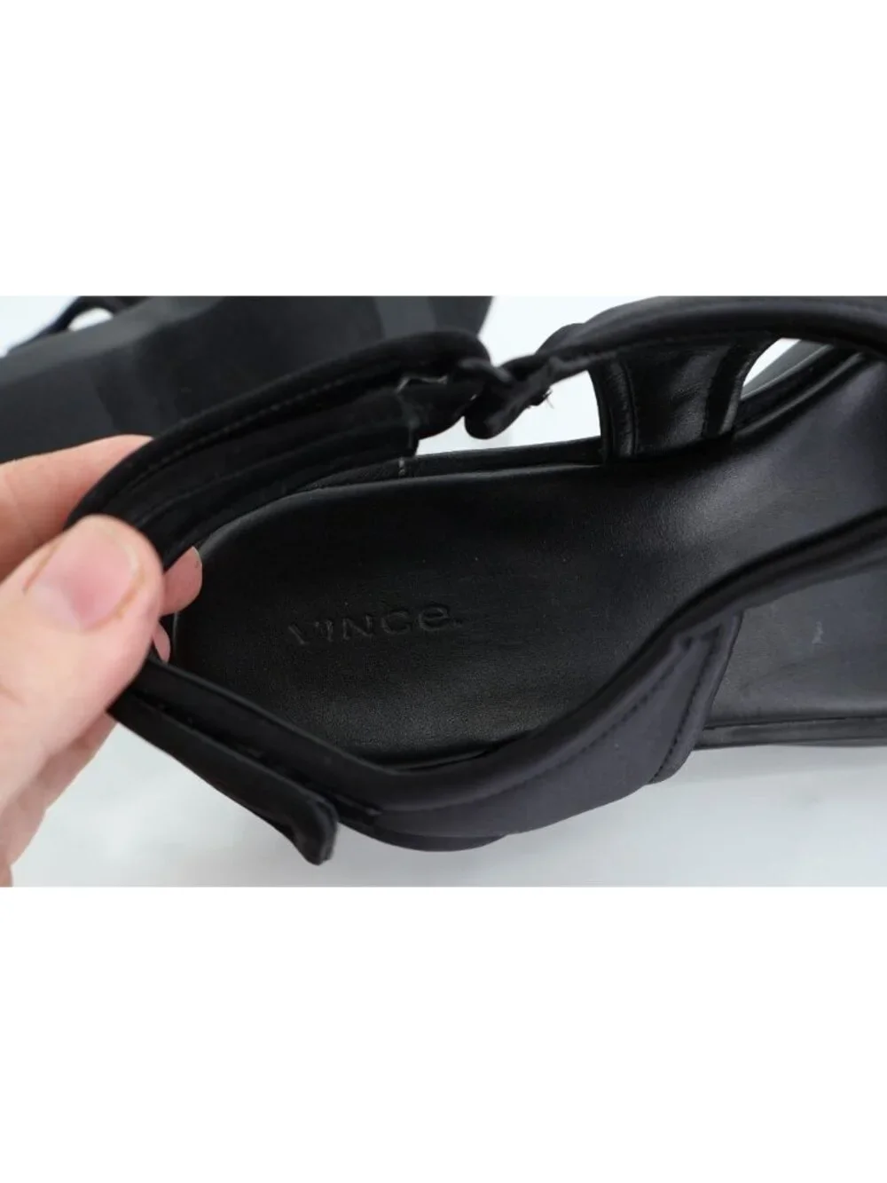 Vince Fresca Sandals Womens 10 Shoes black Strappy Hook & Loop Casual Flats